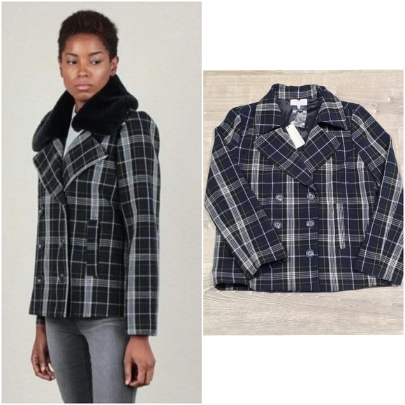 CURRENT AIR Anthro Plaid Double Breasted Coat - Picture 2 of 12